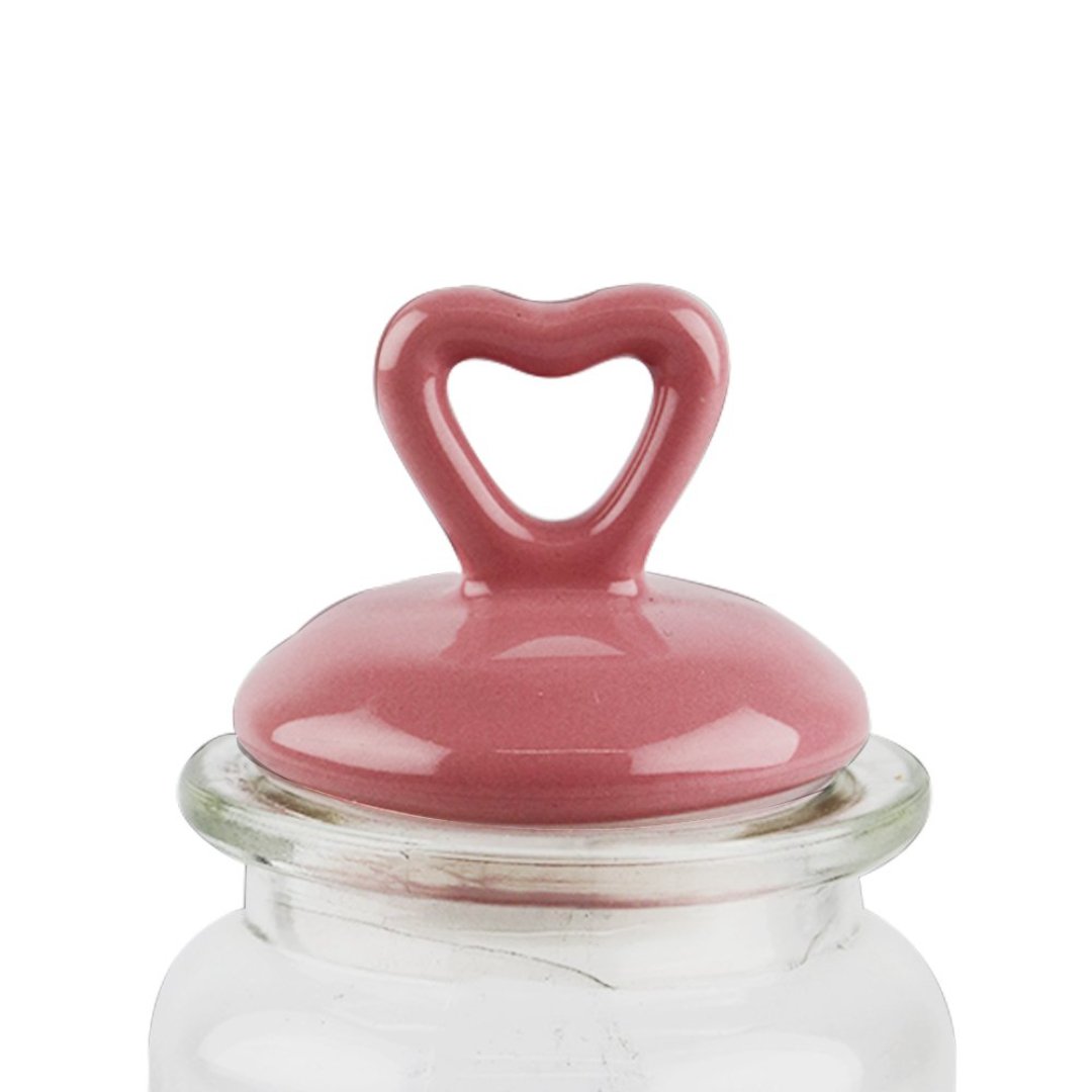 Fotografia para o produto Jogo de 3 porta mantimentos em vidro com tampa em cerâmica 250ml Ø8xA13,5cm