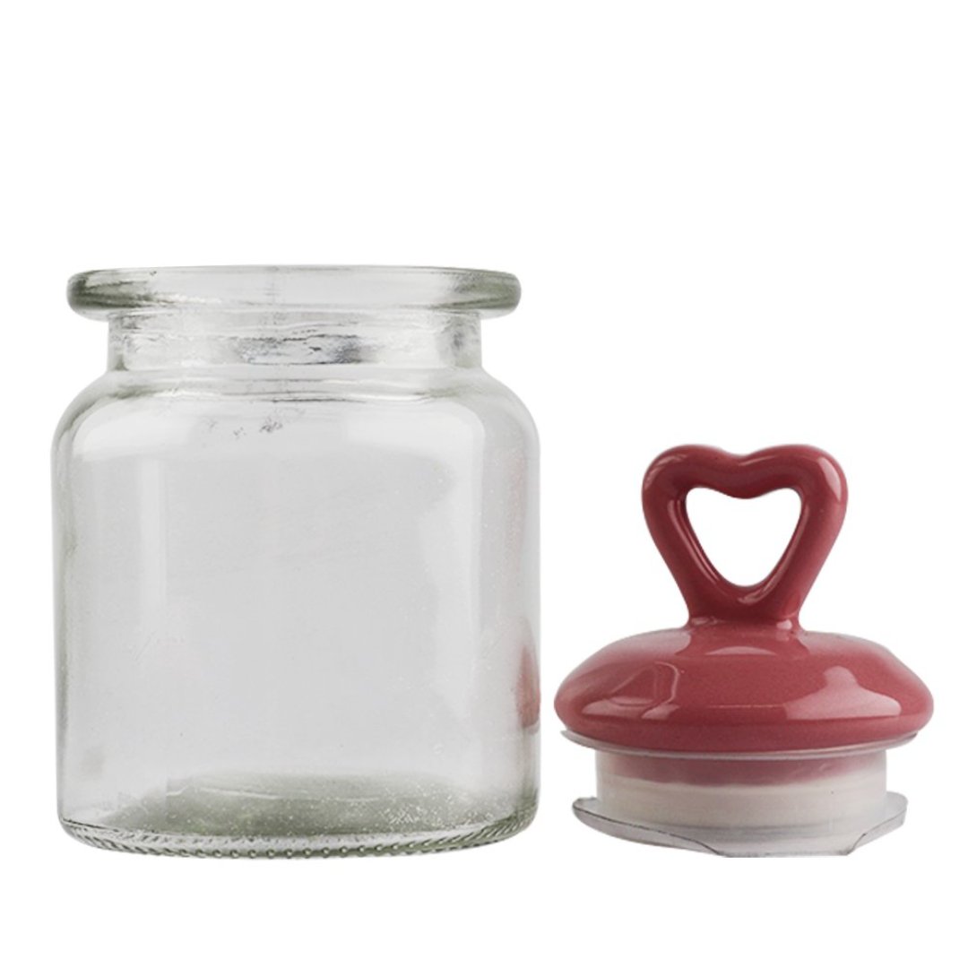 Fotografia para o produto Jogo de 3 porta mantimentos em vidro com tampa em cerâmica 250ml Ø8xA13,5cm