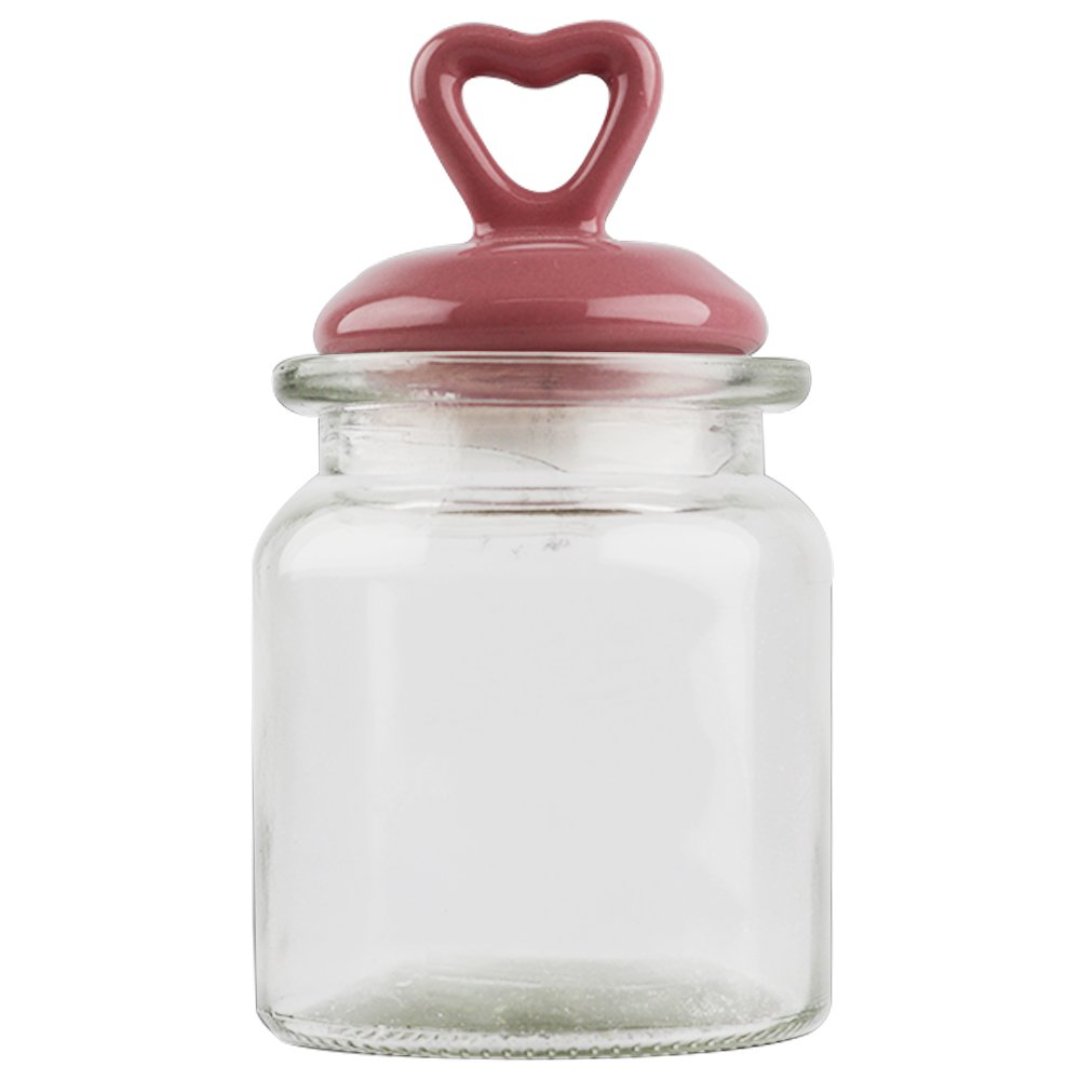 Fotografia para o produto Jogo de 3 porta mantimentos em vidro com tampa em cerâmica 250ml Ø8xA13,5cm