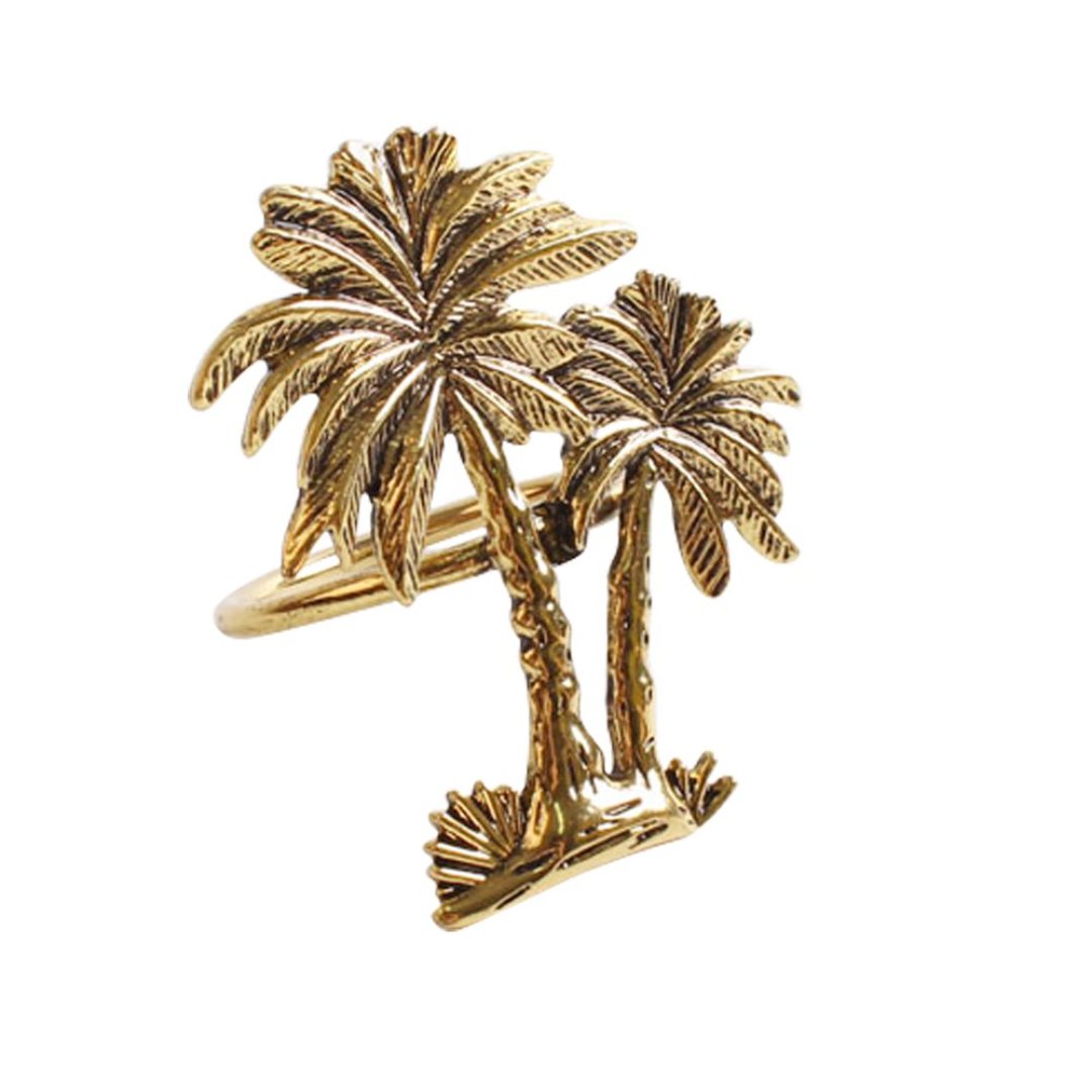 Fotografia para o produto Jogo de 4 anéis Coqueiro para guardanapo em metal Ø4xA4cm cor dourada