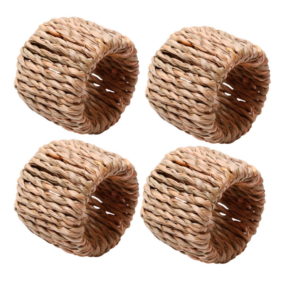 Imagem ilustrativa para Jogo de 4 anéis para guardanapo em fibra natural Ø5xA6cm cor bege