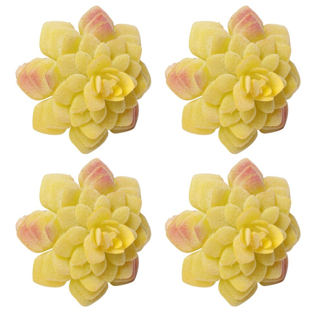 Imagem ilustrativa para Jogo de 4 anéis Suculenta para guardanapo em plástico Ø7xA8cm cor amarela