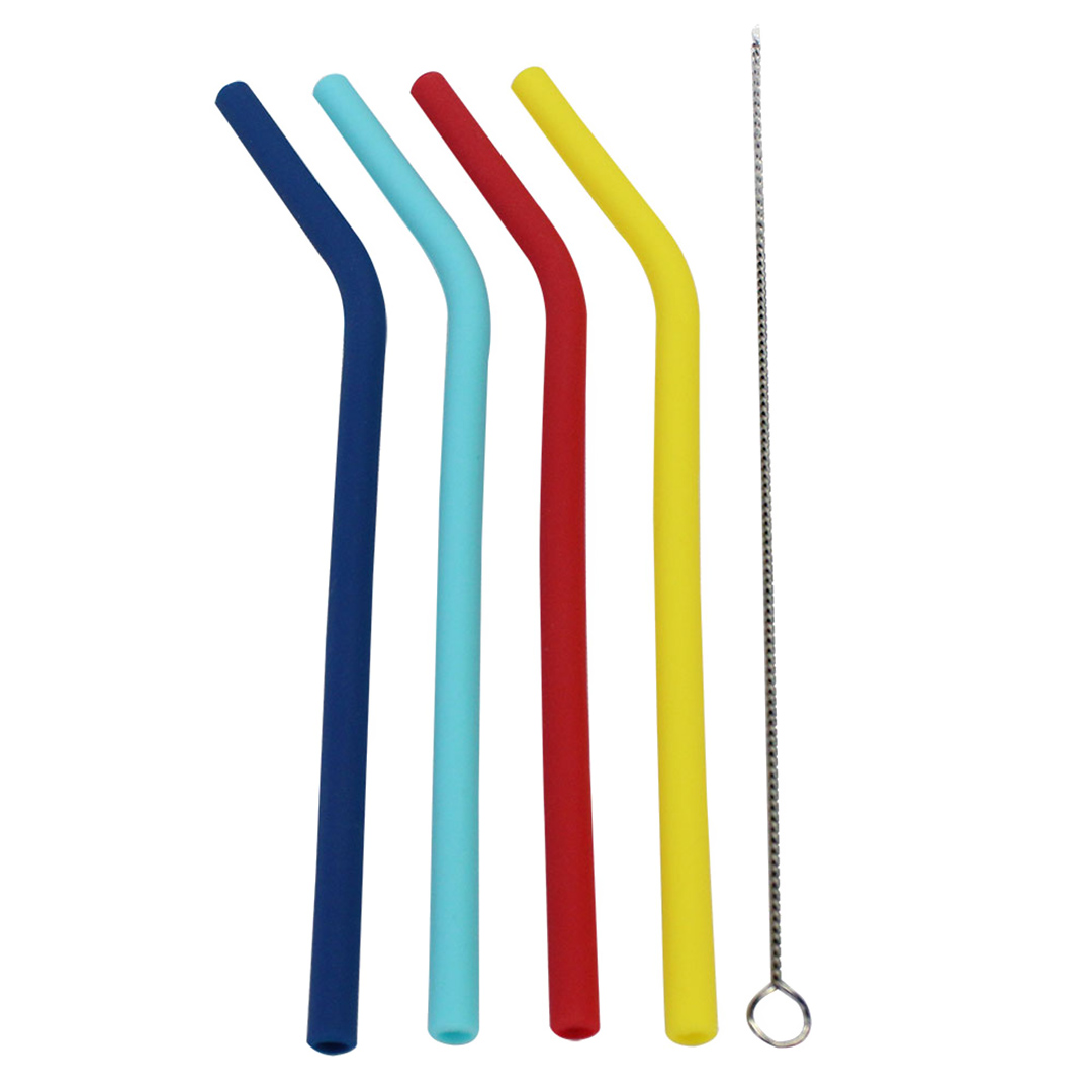 Fotografia para o produto Jogo de 4 canudos em silicone e 1 escova A22cm colorido