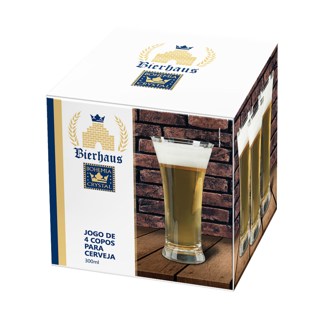 Fotografia para o produto Jogo de 4 copos para cerveja Frank em cristal ecológico 300ml A17,5cm