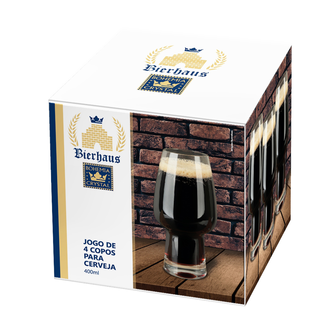 Fotografia para o produto Jogo de 4 copos para cerveja Stout em cristal ecológico 400ml A18cm