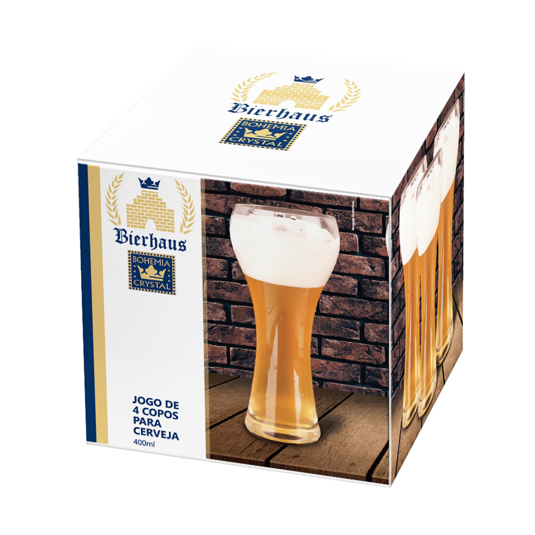 Fotografia para o produto Jogo de 4 copos para cerveja Weisen em cristal ecológico 400ml A20cm