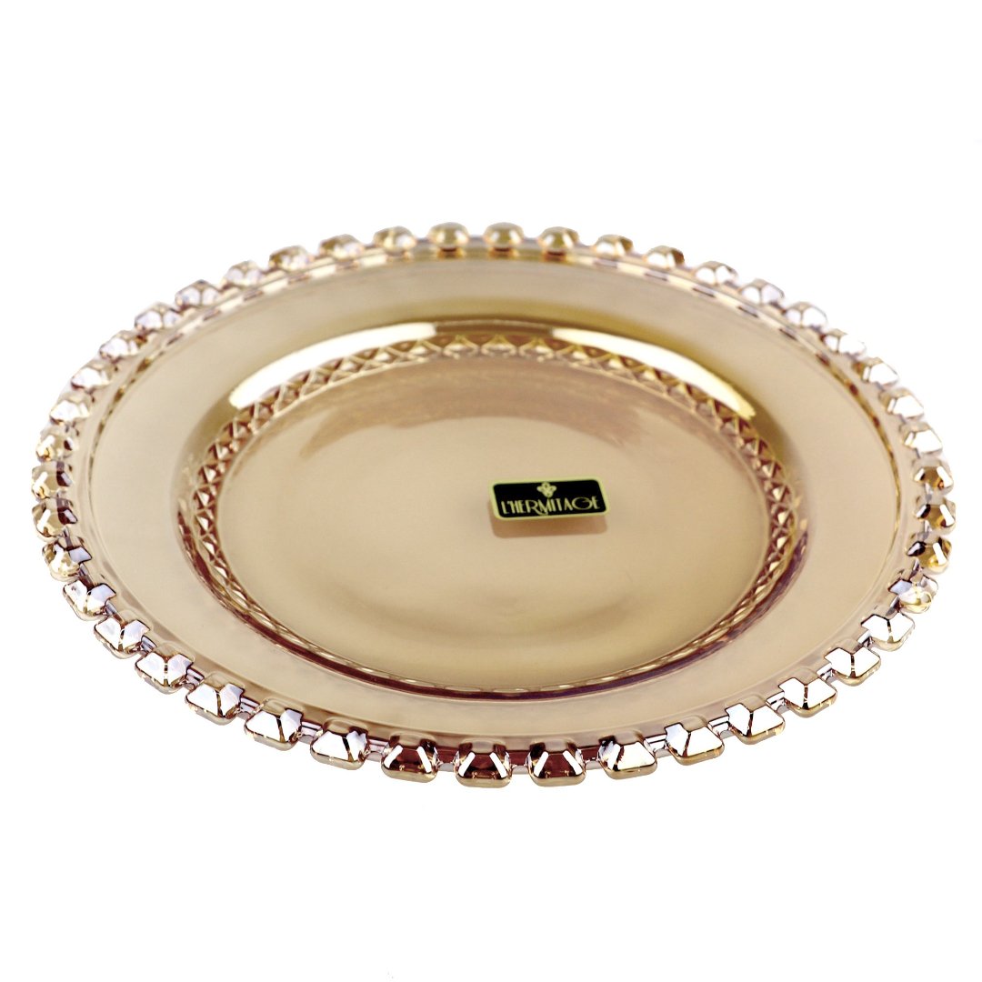 Fotografia para o produto Jogo de 4 pratos para sobremesa em cristal Ø19cm cor âmbar luster