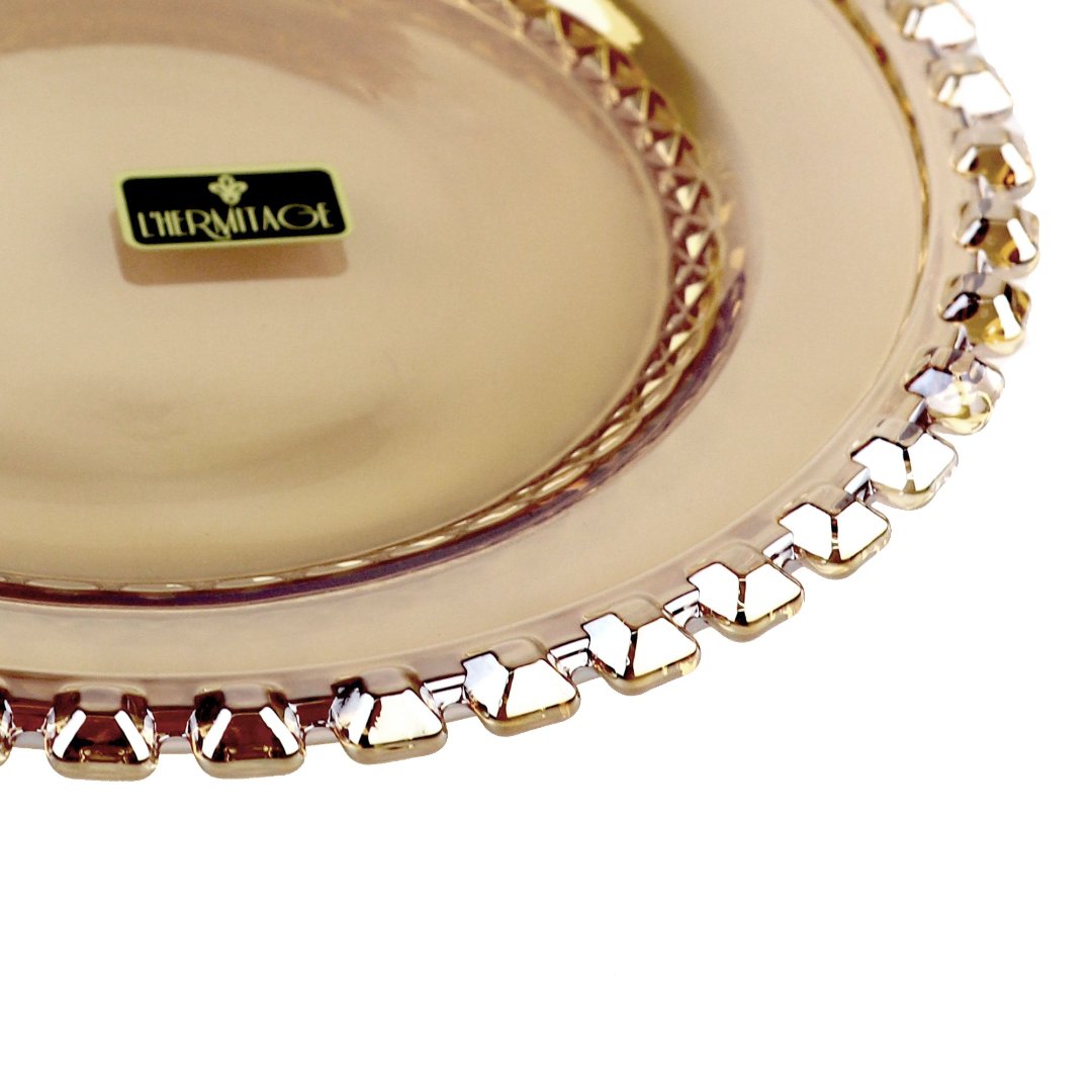 Fotografia para o produto Jogo de 4 pratos para sobremesa em cristal Ø19cm cor âmbar luster