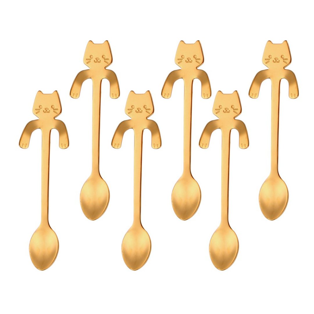 Imagem ilustrativa para Jogo de 6 colheres em aço inox cor dourada