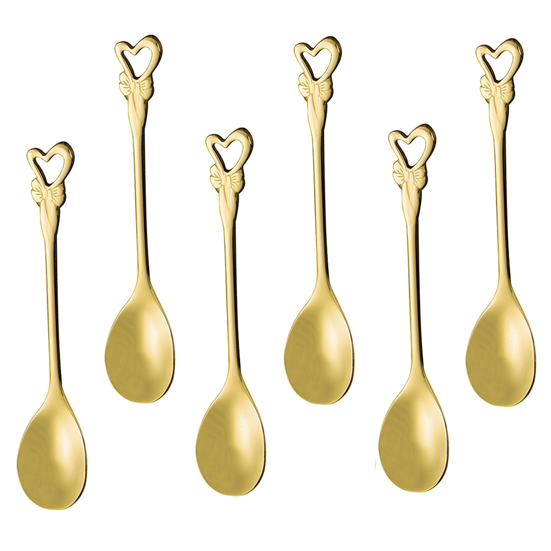 Imagem ilustrativa para Jogo de 6 colheres em aço inox cor dourada