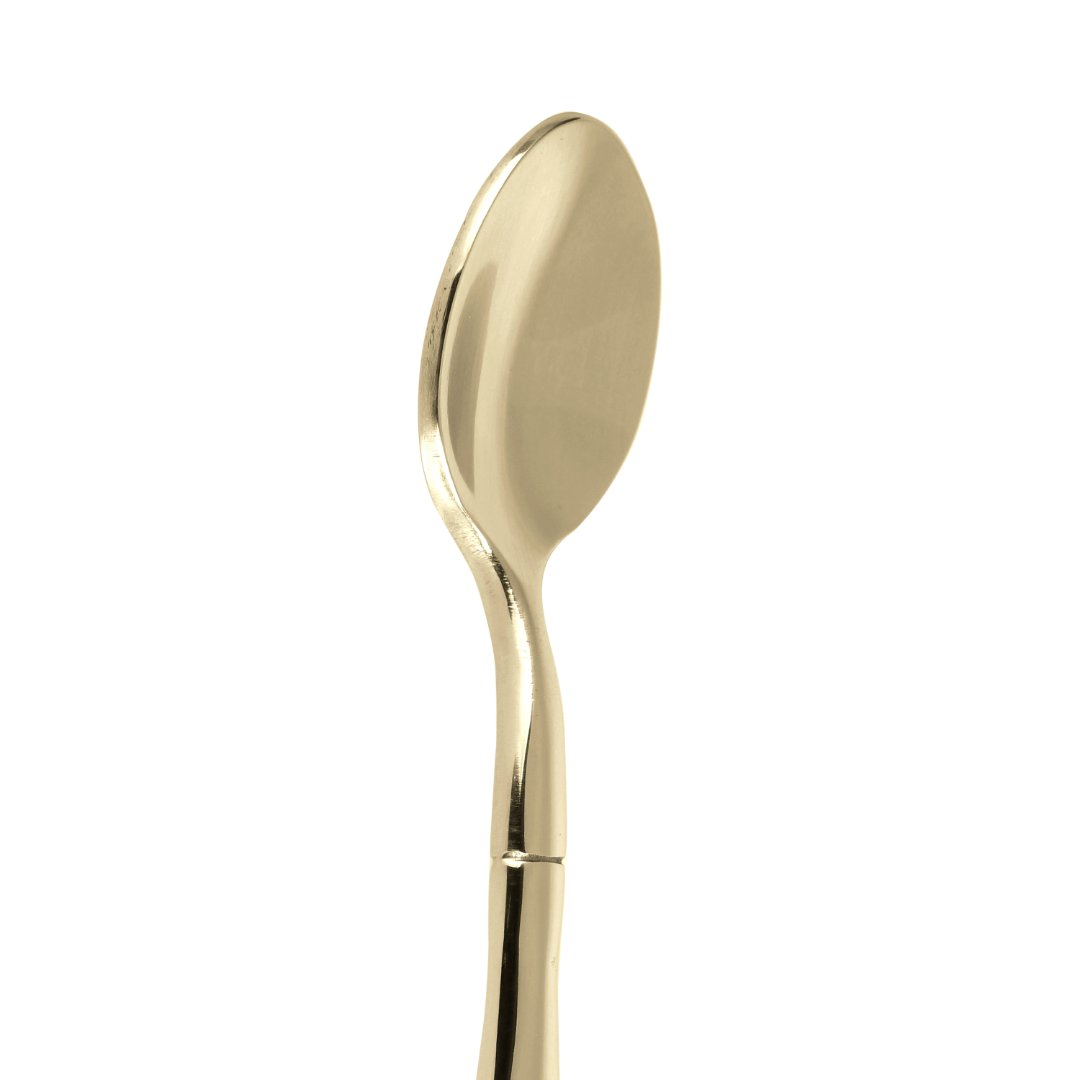 Fotografia para o produto Jogo de 6 colheres para café em aço inox com cabo estilo bambu cor champanhe e caixa pret