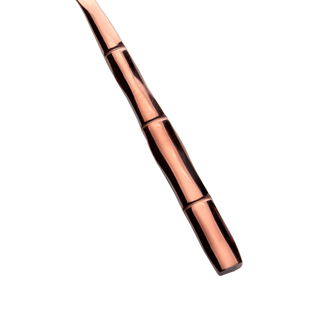 Fotografia para o produto Jogo de 6 colheres para café em aço inox com cabo estilo bambu cor cobre e caixa