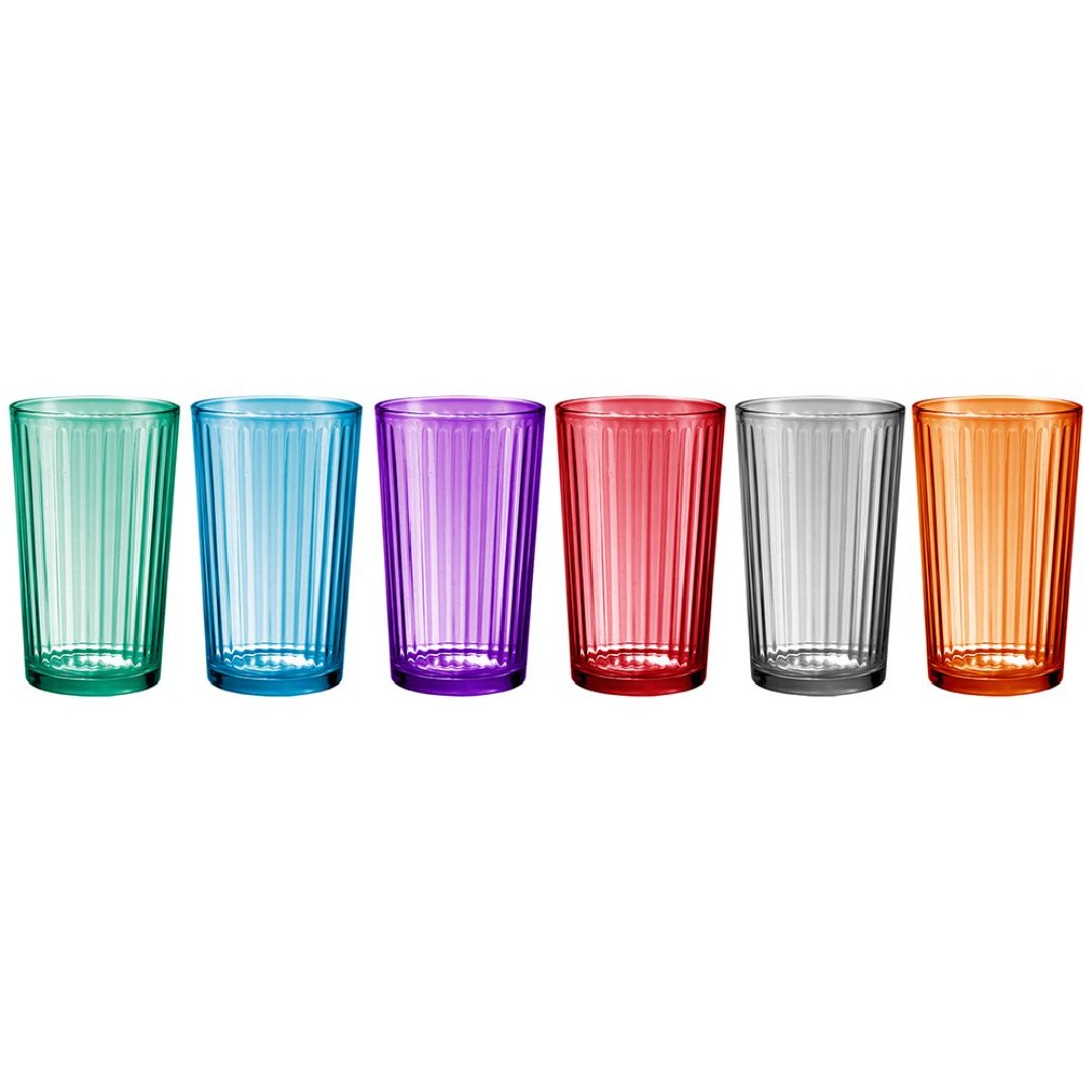 Imagem ilustrativa para Jogo de 6 copos em vidro 320ml A13cm colorido