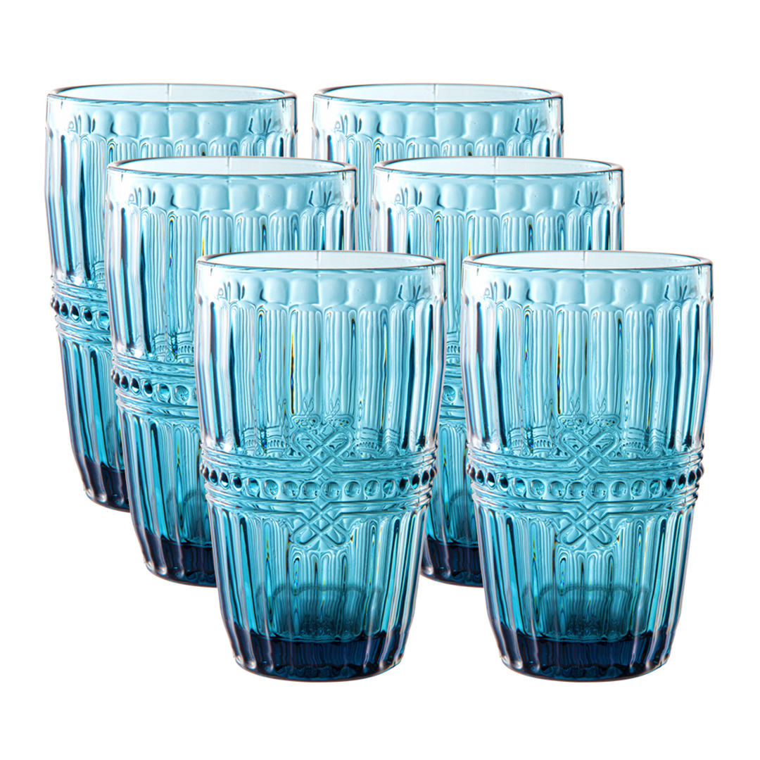 Imagem ilustrativa para Jogo de 6 copos em vidro 355ml A13cm cor azul