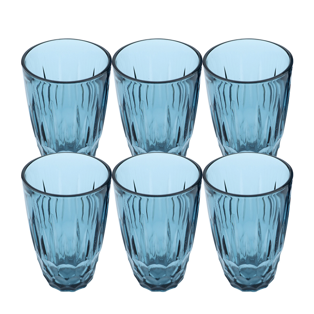 Imagem ilustrativa para Jogo de 6 copos em vidro 355ml A13cm cor azul