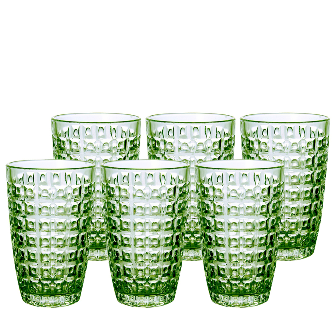 Imagem ilustrativa para Jogo de 6 copos em vidro 355ml A13cm cor verde