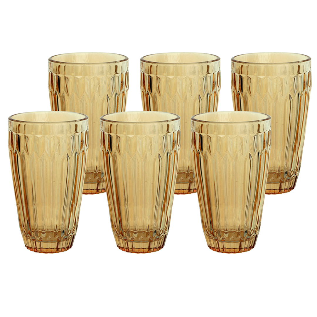Fotografia para o produto Jogo de 6 copos em vidro 355ml A13cm cor âmbar luster