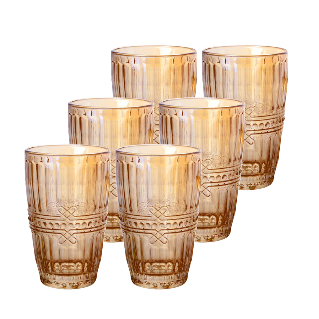 Imagem ilustrativa para Jogo de 6 copos em vidro 355ml A13cm cor âmbar luster