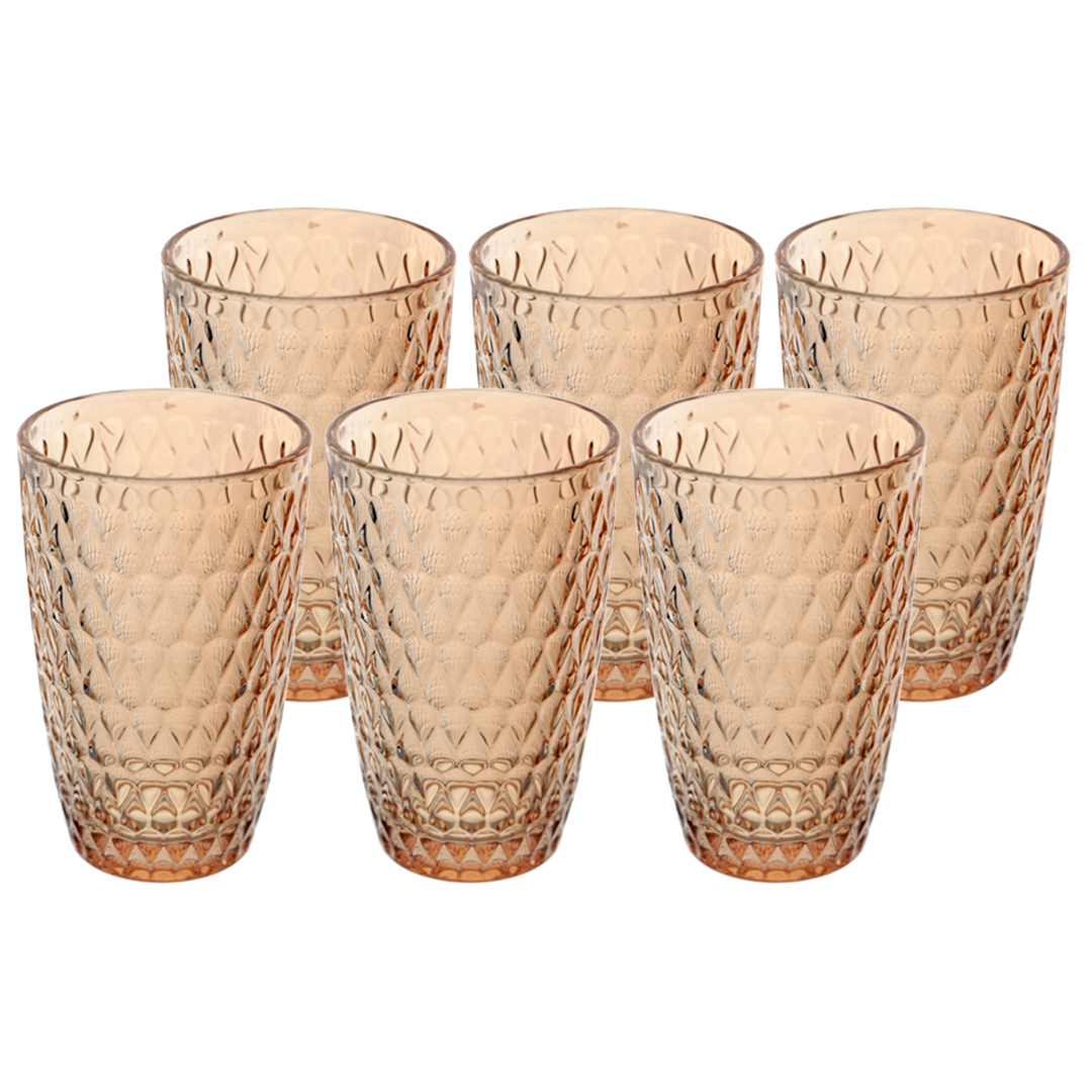 Fotografia para o produto Jogo de 6 copos em vidro 355ml A13cm cor âmbar luster