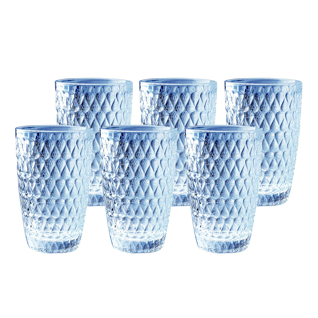 Imagem ilustrativa para Jogo de 6 copos em vidro 355ml A13cm cor azul luster