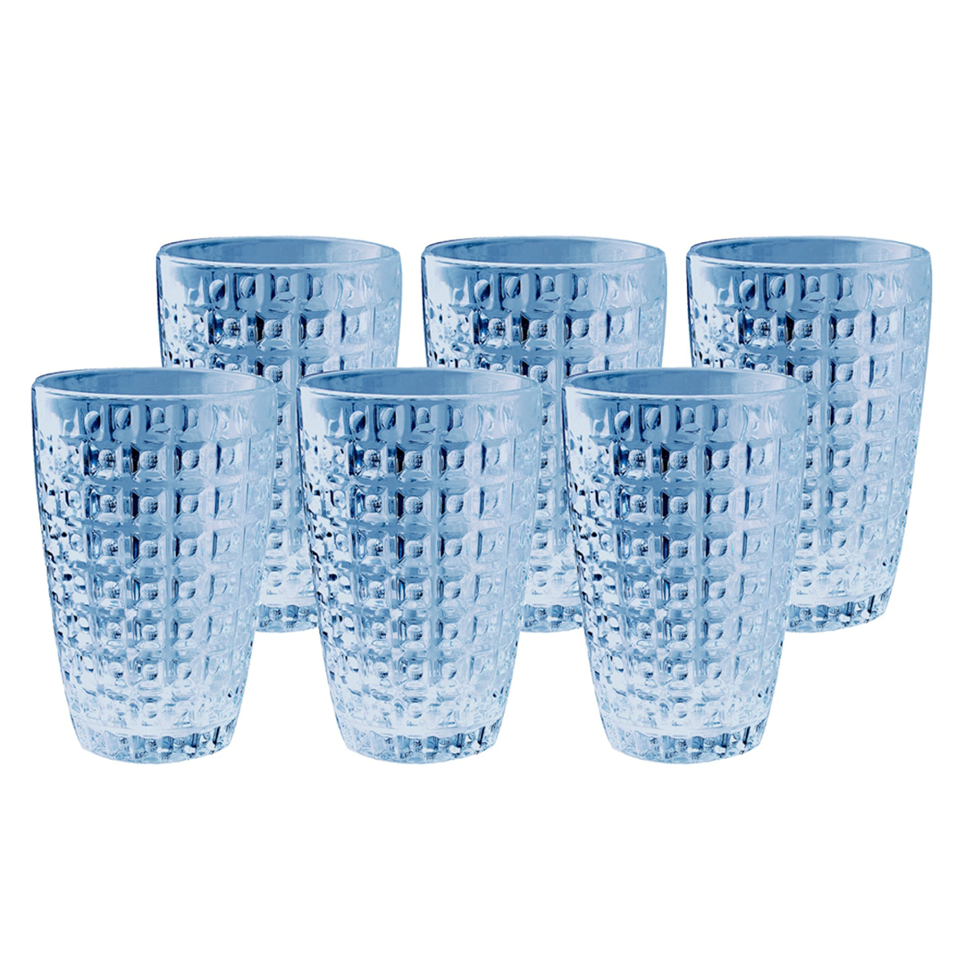 Imagem ilustrativa para Jogo de 6 copos em vidro 355ml A13cm cor azul luster