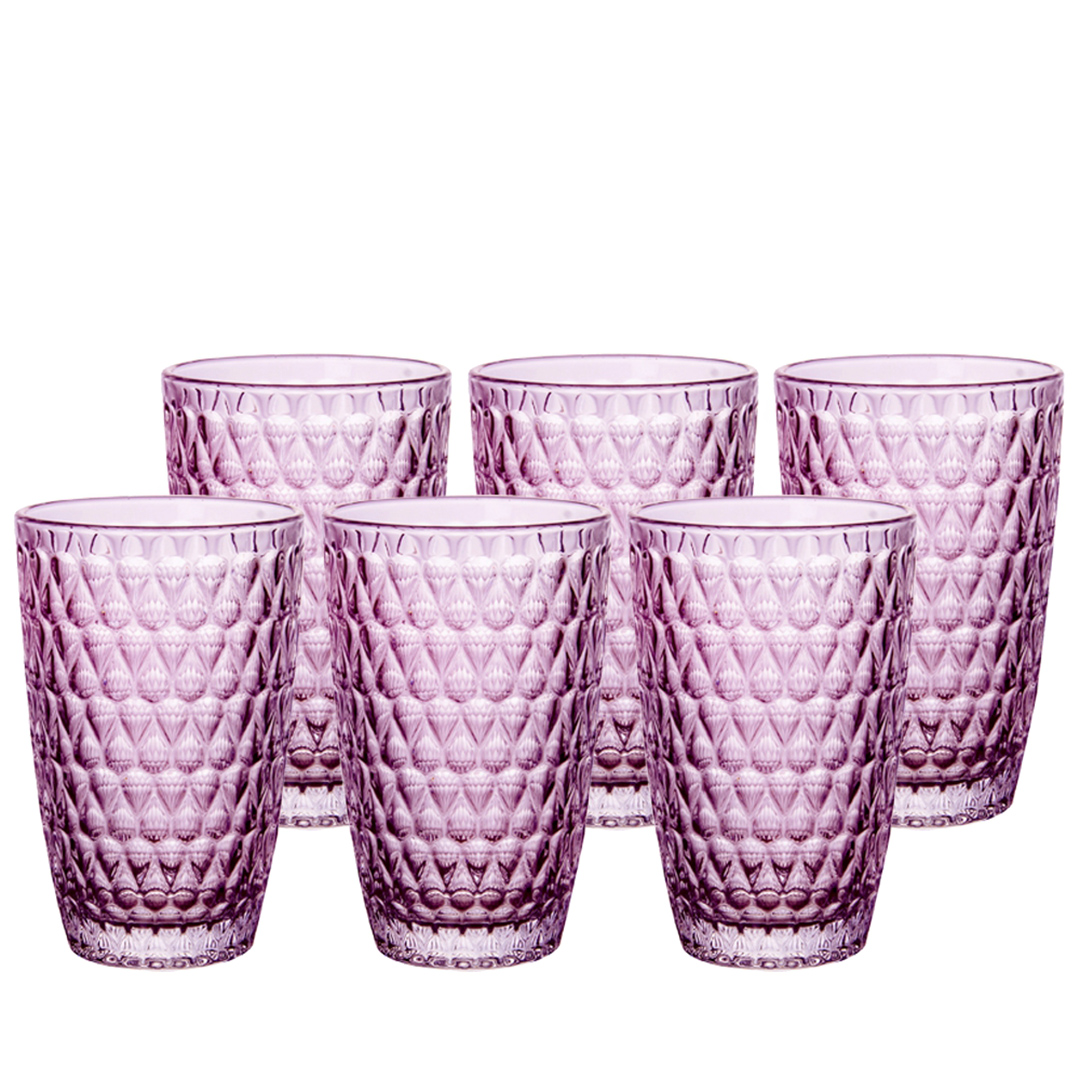 Imagem ilustrativa para Jogo de 6 copos em vidro 355ml A13cm cor roxa