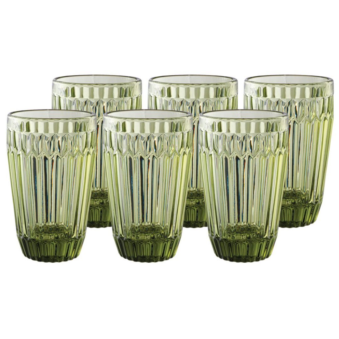 Imagem ilustrativa para Jogo de 6 copos em vidro 355ml A13cm cor verde