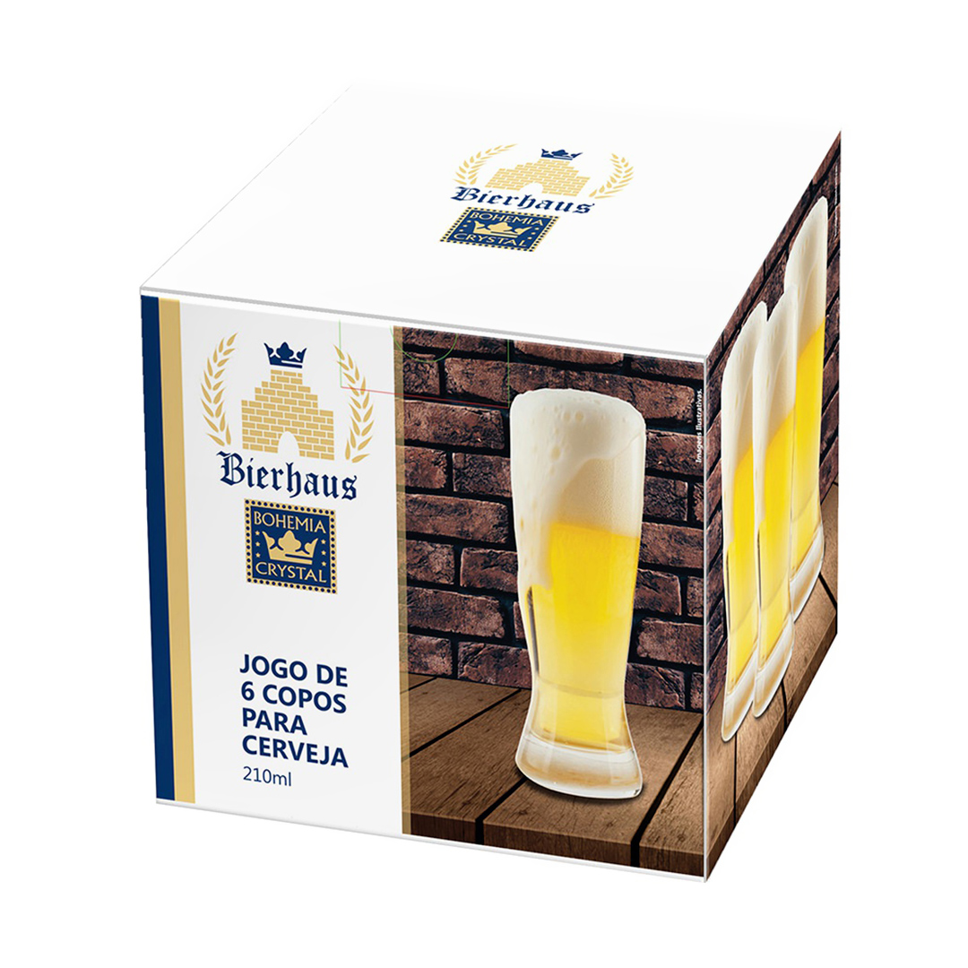 Fotografia para o produto Jogo de 6 copos Catarinense para cerveja em cristal ecológico 210ml A14,5cm