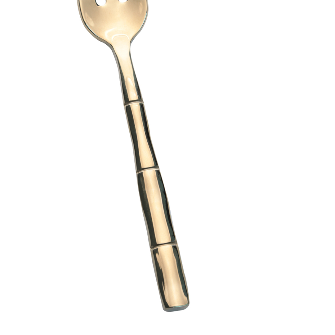 Fotografia para o produto Jogo de 6 garfos para bolo em aço inox com cabo estilo bambu cor champagne e caixa