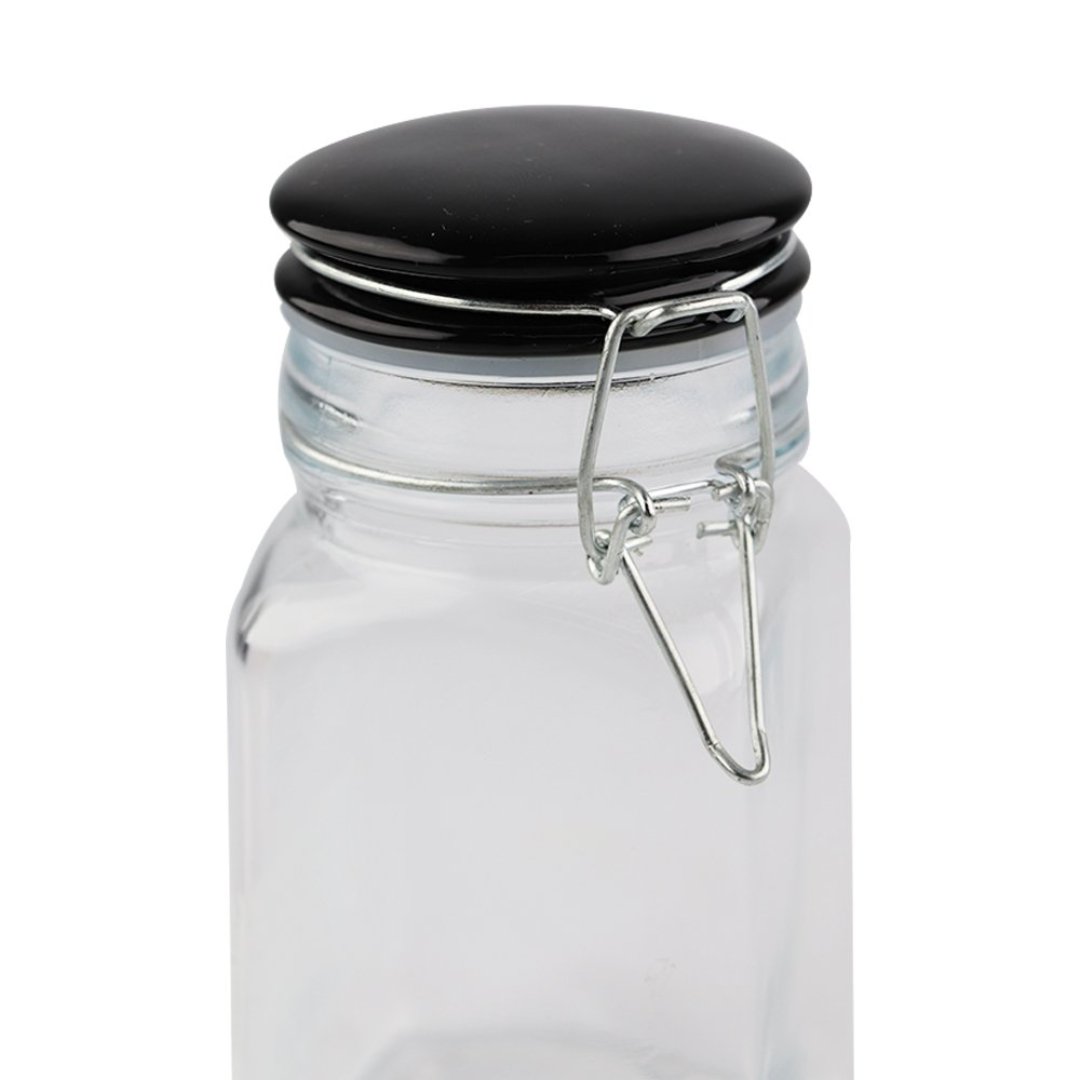 Fotografia para o produto Jogo de 6 porta mantimentos em vidro com tampa colorida e trava 250ml Ø6,5xA12cm