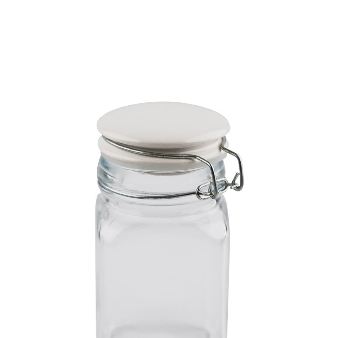 Fotografia para o produto Jogo de 6 porta mantimentos em vidro com tampa colorida e trava 250ml Ø6,5xA12cm