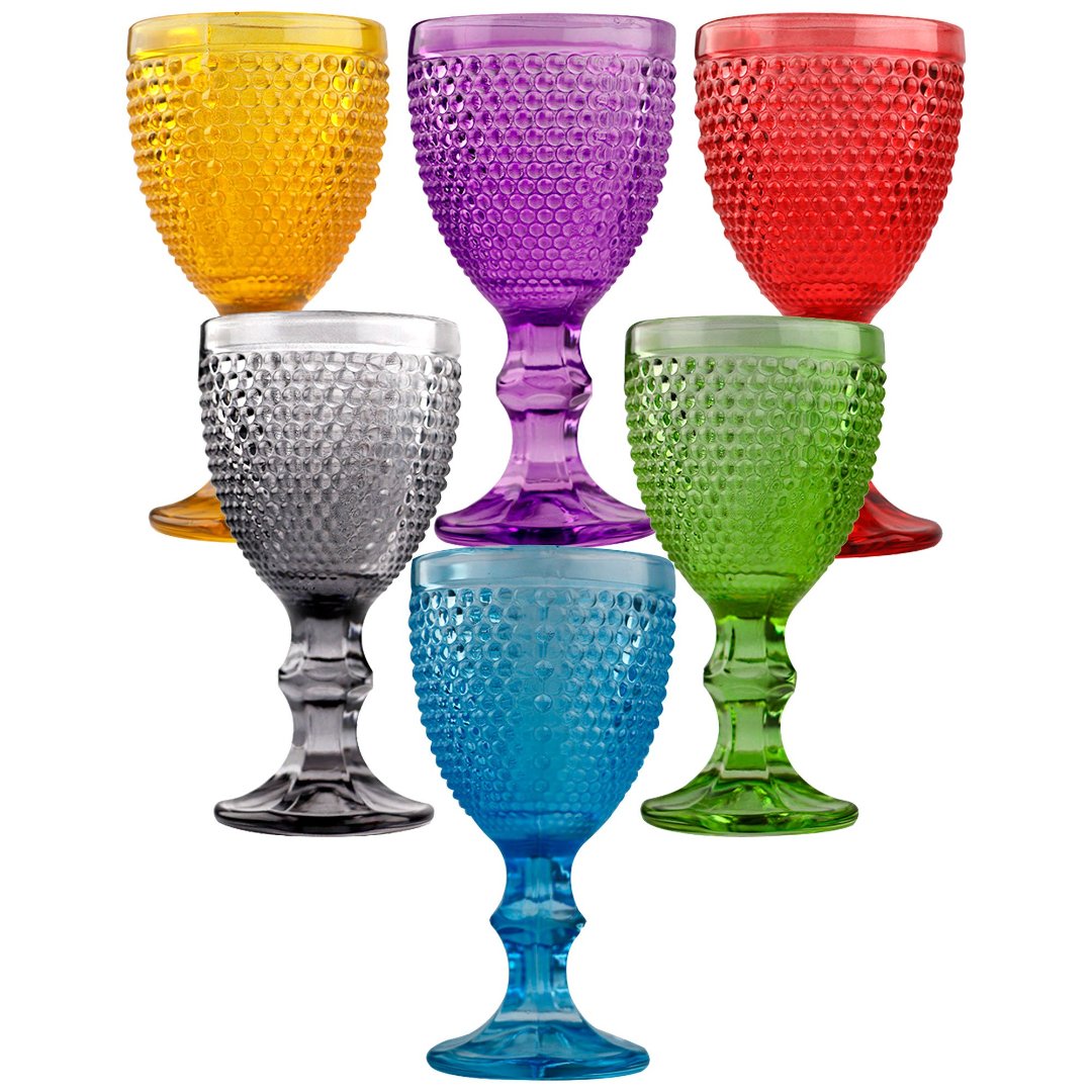 Imagem ilustrativa para Jogo de 6 taças em vidro 60ml A10,5cm colorida