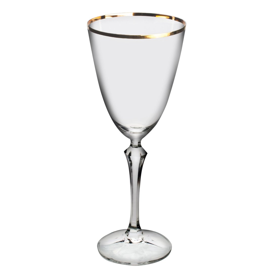 Imagem ilustrativa para Jogo de 6 taças para água decorada em cristal ecológico gold rim 350ml A23cm