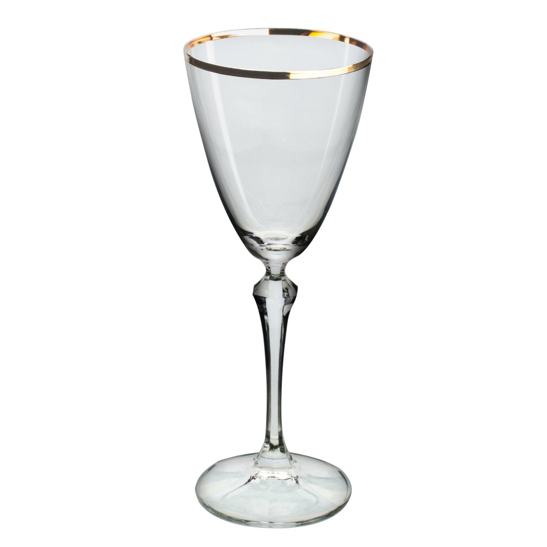 Fotografia para o produto Jogo de 6 taças gold rim para vinho em cristal ecológico 250ml A22cm