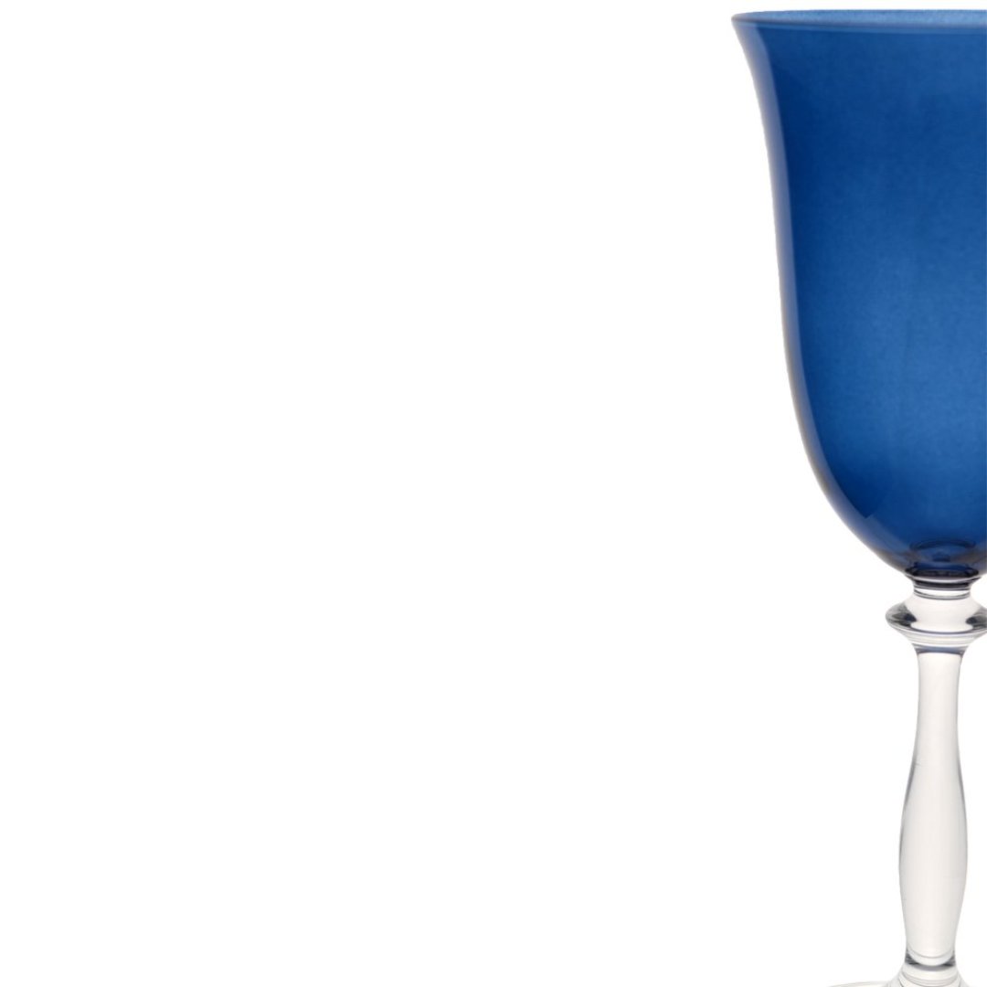 Fotografia para o produto Jogo de 6 taças decorada para água em cristal ecológico 350ml A22cm cor azul