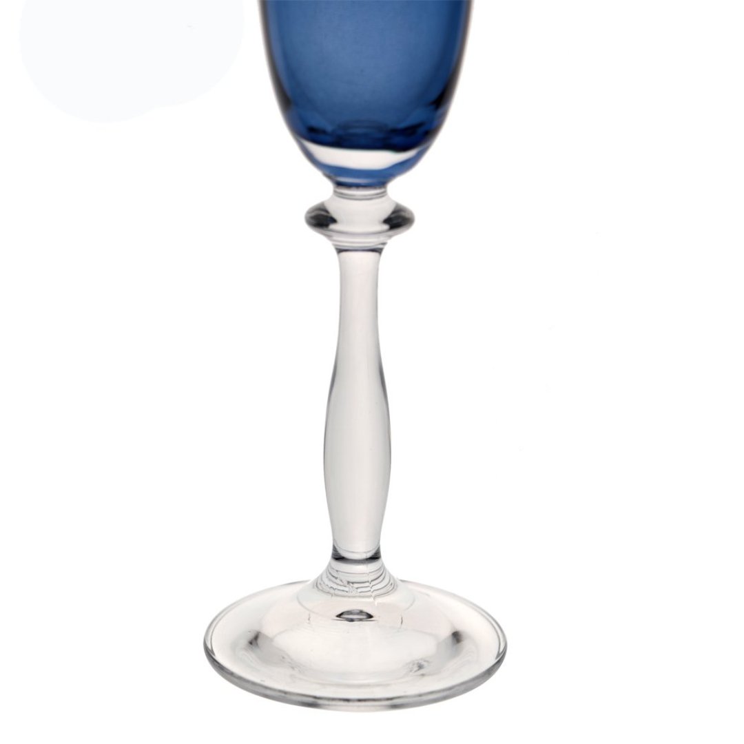 Fotografia para o produto Jogo de 6 taças decorada para champanhe em cristal ecológico 190ml A24,5cm cor azul