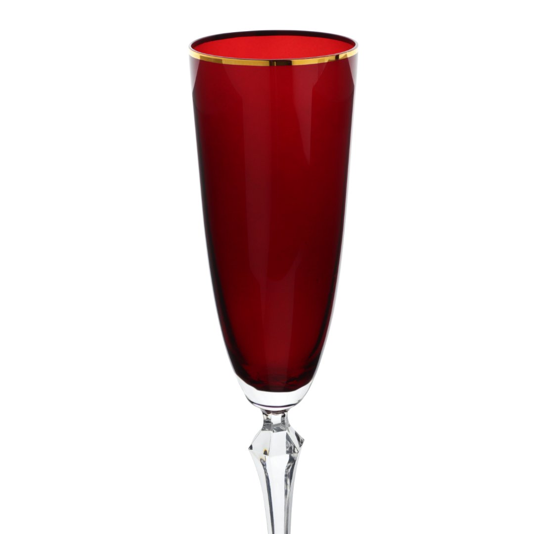 Fotografia para o produto Jogo de 6 taças decorada para champanhe em cristal ecológico 200ml A25cm cor vermelha