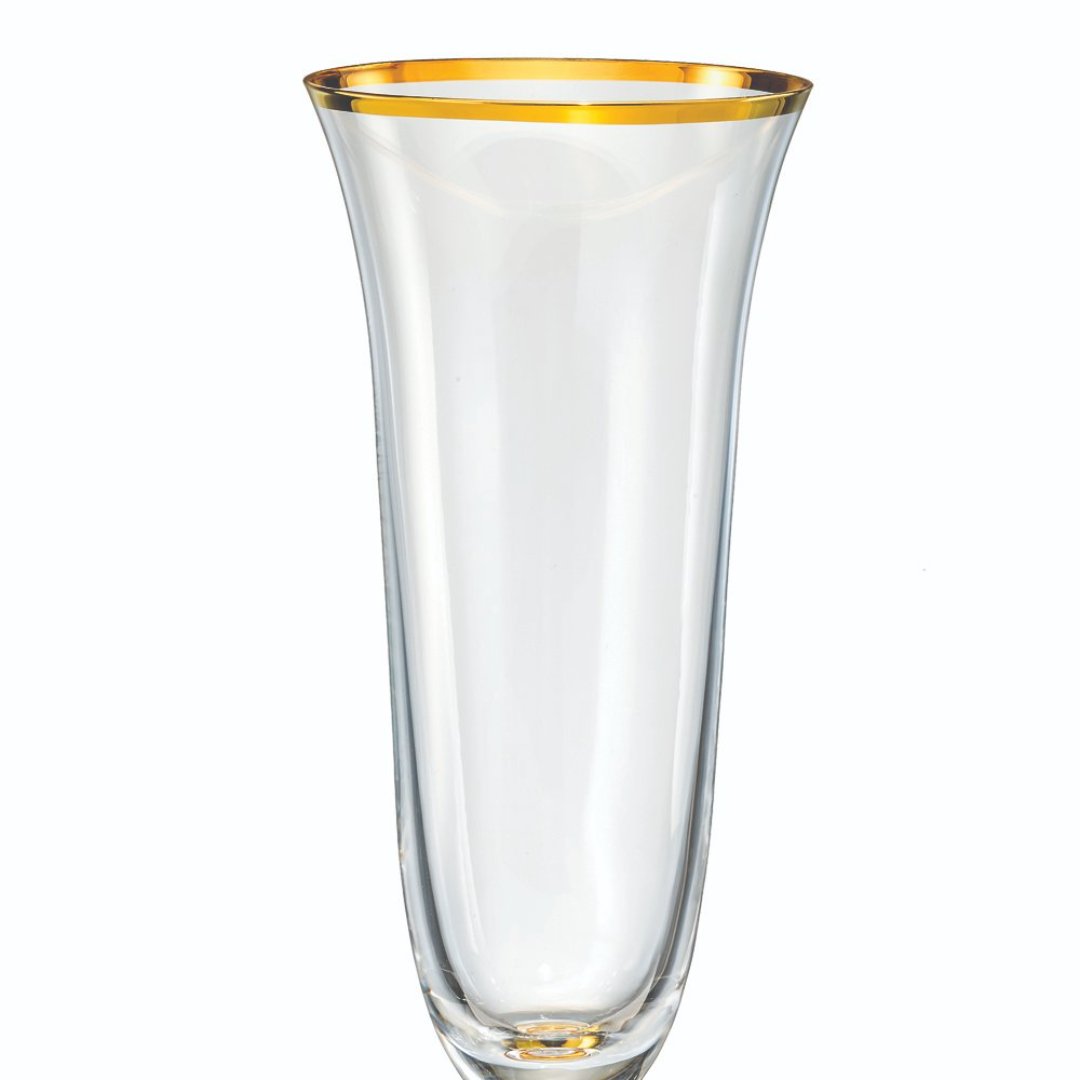 Fotografia para o produto Jogo de 6 taças gold rim para champanhe em cristal ecológico 190ml A24,5cm