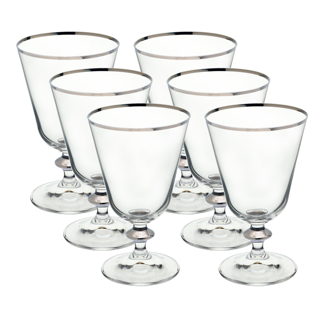 Imagem ilustrativa para Jogo de 6 taças para água em cristal ecológico platinum rim 350ml A15,5cm