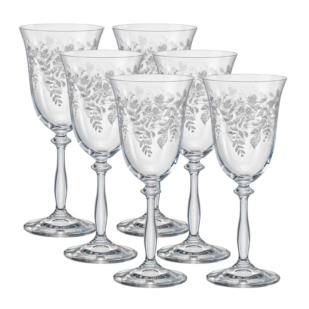 Fotografia para o produto Jogo de 6 taças decorada para água em cristal ecológico 350ml A22cm