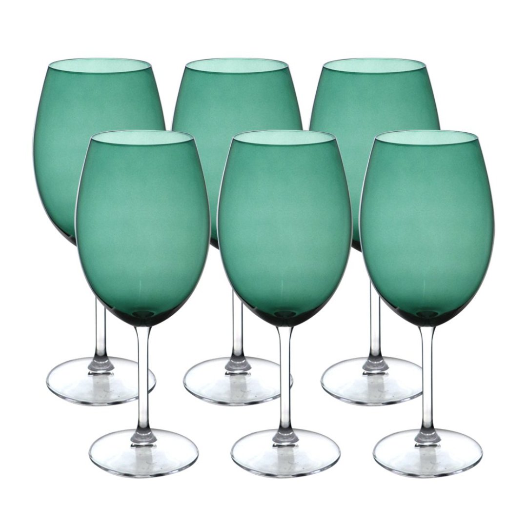 Fotografia para o produto Jogo de 6 taças para água em cristal ecológico 580ml A23cm cor verde escura