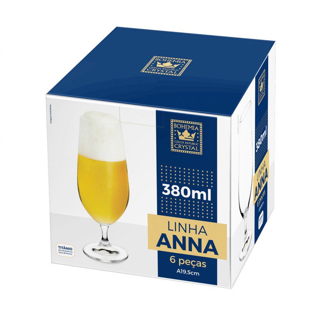 Fotografia para o produto Jogo de 6 taças para cerveja em cristal ecológico 380ml A19,5cm