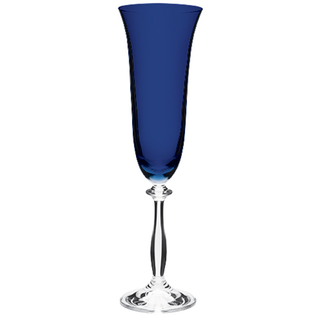Fotografia para o produto Jogo de 6 taças decorada para champanhe em cristal ecológico 190ml A24,5cm cor azul