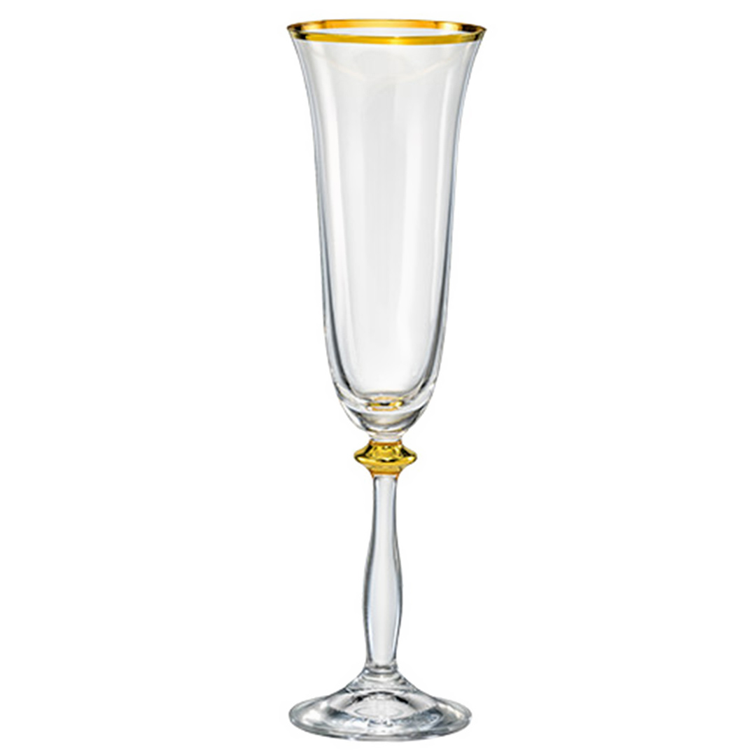 Fotografia para o produto Jogo de 6 taças gold rim para champanhe em cristal ecológico 190ml A24,5cm