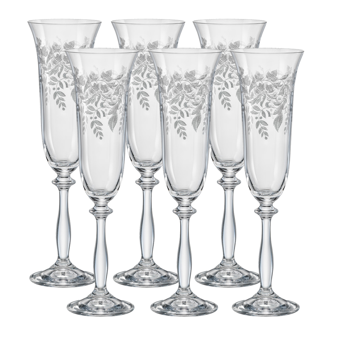 Fotografia para o produto Jogo de 6 taças decorada para champanhe em cristal ecológico 190ml A24,5cm