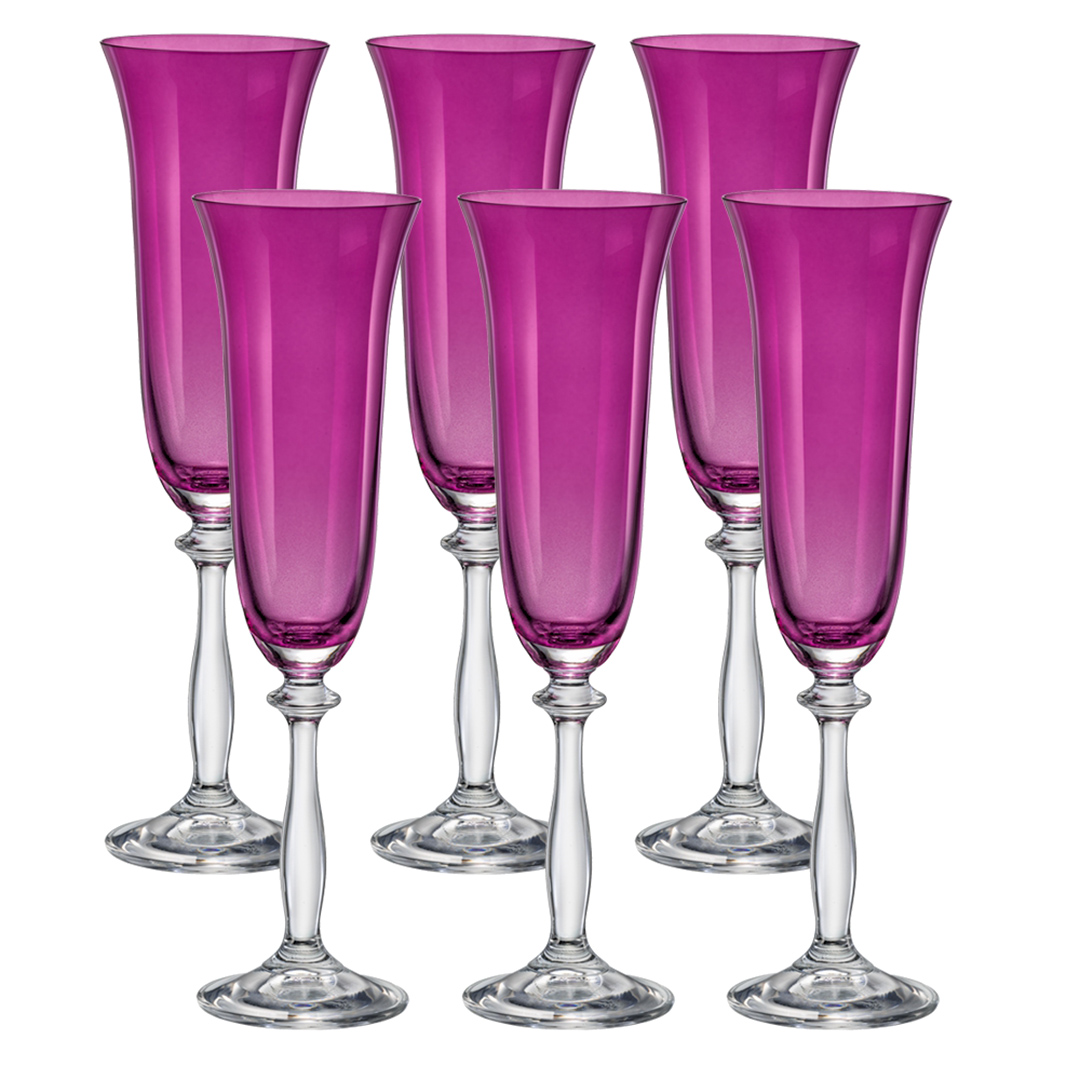 Imagem ilustrativa para Jogo de 6 taças para champanhe colorida em cristal ecológico 190ml A24,5cm cor violeta