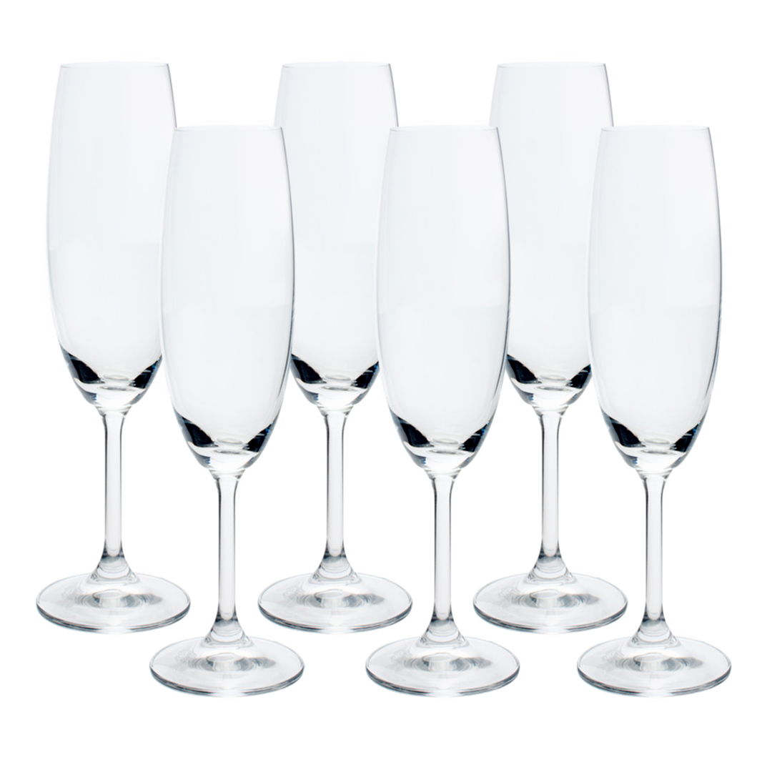 Imagem ilustrativa para Jogo de 6 taças para champanhe em cristal ecológico 220ml A22,5cm