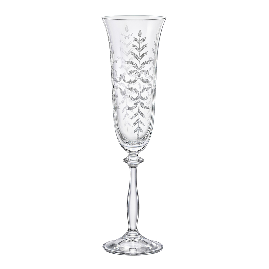 Imagem ilustrativa para Jogo de 6 taças para champanhe pantografada em cristal ecológico 190ml A24,5cm