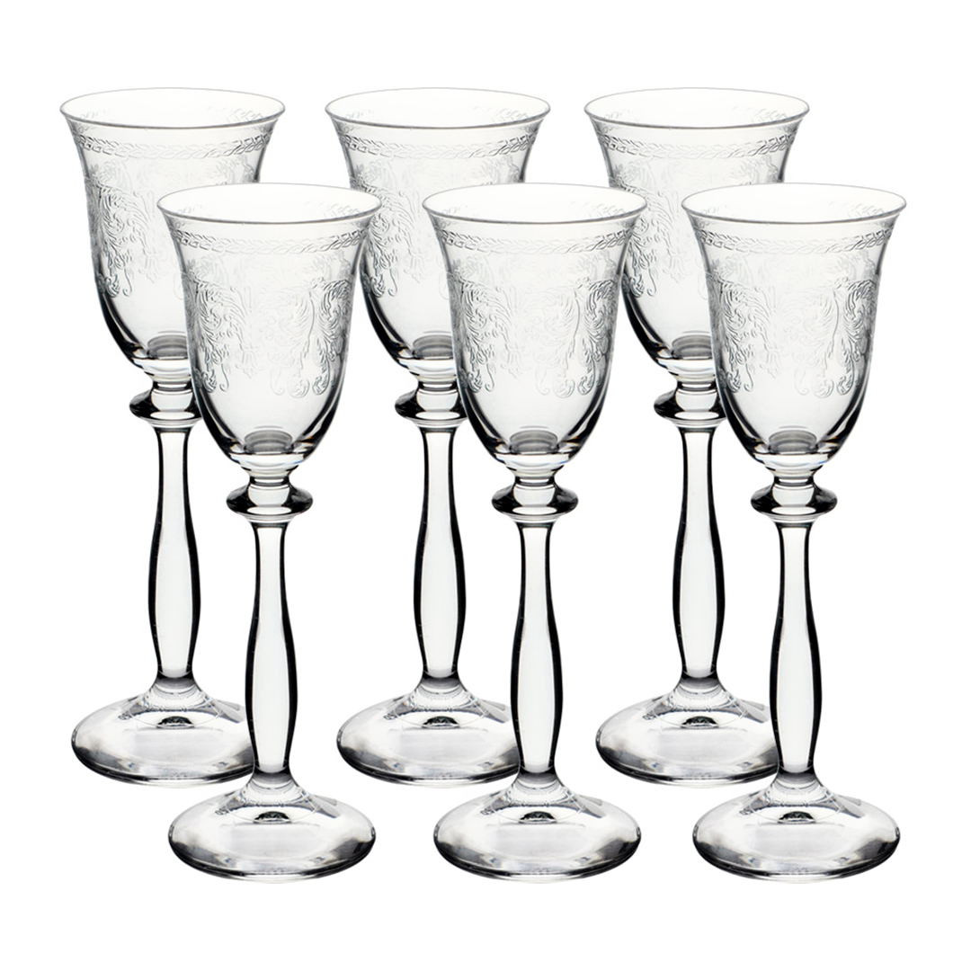 Fotografia para o produto Jogo de 6 taças para licor pantografada em cristal ecológico 60ml A17cm