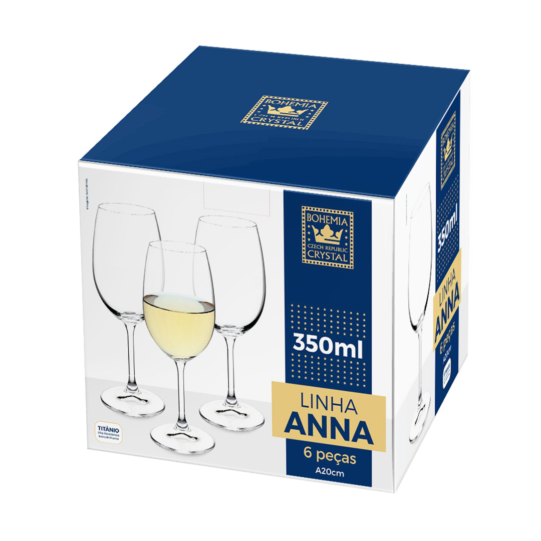 Fotografia para o produto Jogo de 6 taças para vinho branco em cristal ecológico 350ml A20cm